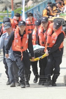 충주호 유람선 수난사고대비 긴급구조훈련 의 사진